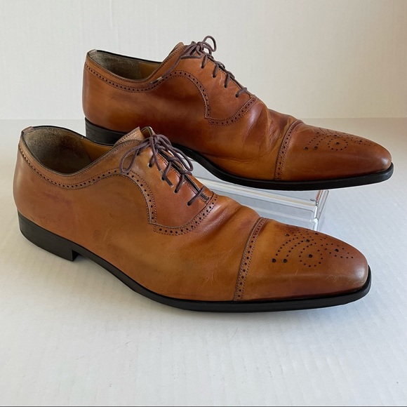 Magnanni Shoes | Magnanni 15080 Shoes Cognac Leather Cap Toe Lace Up Oxford Shoes Size US 11.5 M | Color: Brown/Tan | Size: 11.5 | Aleoliver's Closet